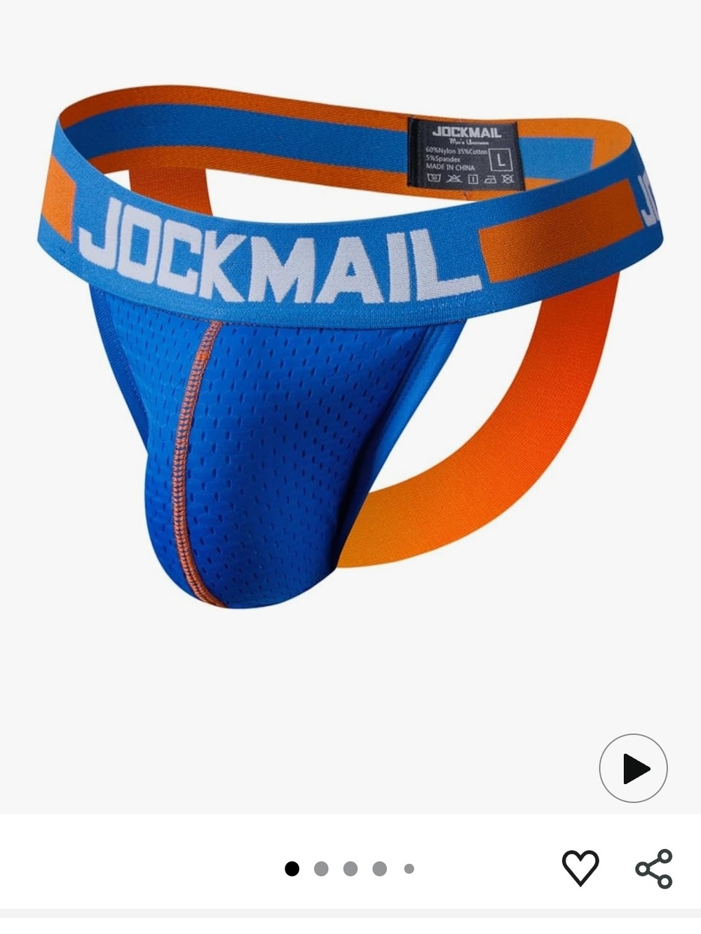 Jockmail Men's Blue & Orange Athletic Jockstrap